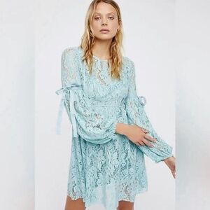 Free People Ruby Crochet Lace Dress in Sea Fog